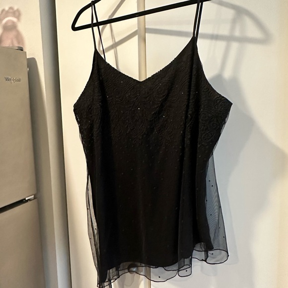 Lane Bryant Diagonal Asymmetrical Hemline Lace Shimmer Tank Blouse 28 - Picture 4 of 10